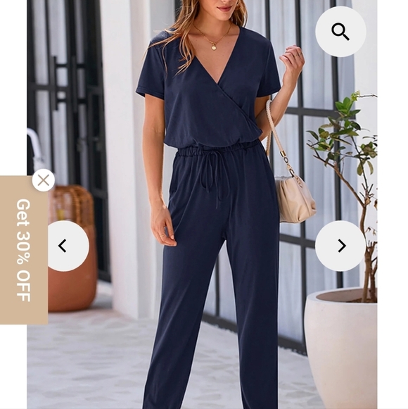 Sophisticated Black Wrap-Style Jumpsuit with Tapered Legs - Picture 14 of 14